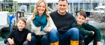 Sonia and Shaun Strobel, the founders of Skipper Otto, with their two sons Oliver and Lyndon.