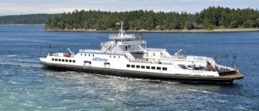 BC Ferries vessel cruising on British Columbia's coast